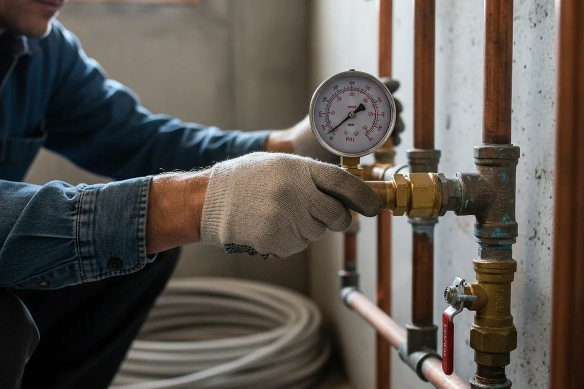 Pressure testing a repaired line during Water Line Repair in Chinquapin
